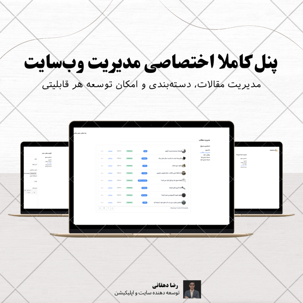 پنل مدیریت اختصاصی مدیریت سایت لاراول